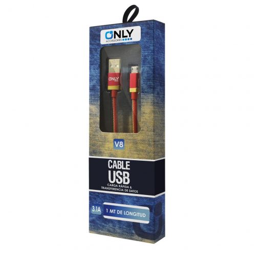 CABLE USB MOD 51 - JEAN ONLY - V8 - ROJO