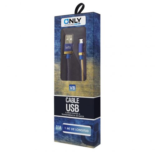 CABLE USB MOD 51 - JEAN ONLY - V8 - AZUL