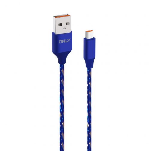 CABLE USB MOD03 - TELA - V8 - AZUL - Imagen 2