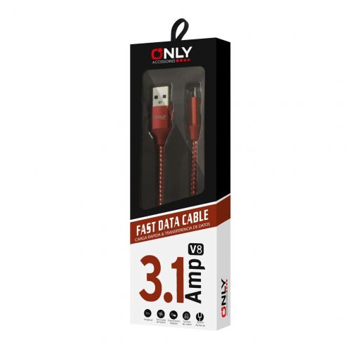 CABLE USB MOD03 - TELA - V8 - ROJO