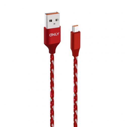 CABLE USB MOD03 - TELA - V8 - ROJO - Imagen 2