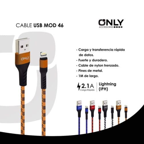 CABLE USB MOD 46 - LIGHTNING - DORADO - Imagen 4