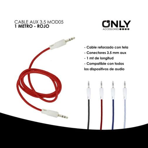 CABLE AUX 3,5 MOD05 - 1 METRO - ROJO - Imagen 4