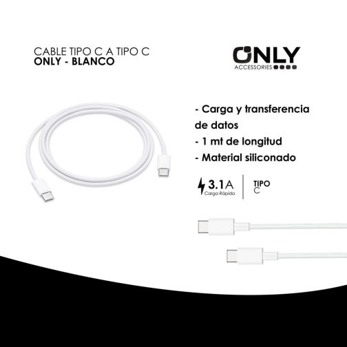 CABLE TIPO C A TIPO C - ONLY - BLANCO - Imagen 4