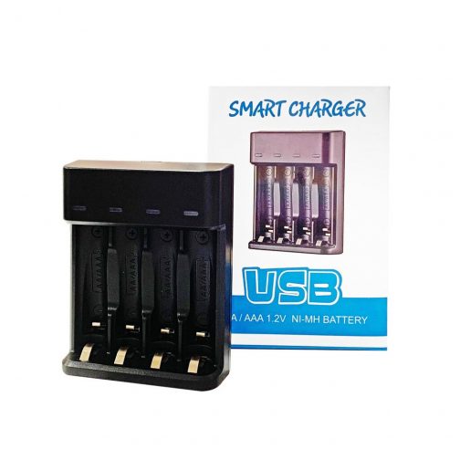 CARGADOR PARA 4 PILAS CON USB