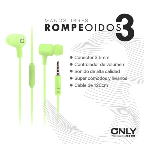 MANOS LIBRES ROMPEOIDOS 3  - VERDE - Imagen 4