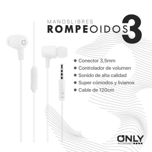 MANOS LIBRES ROMPEOIDOS 3  - BLANCO - Imagen 4