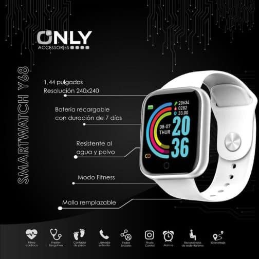 SMART WATCH MOD Y68 1.44 - ONLY - PLATEADO - Imagen 3