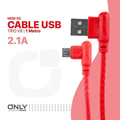 CABLE USB MOD 52 - ELE ONLY - V8 - ROJO - Imagen 4