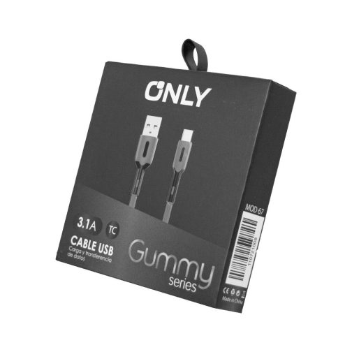 CABLE USB MOD 67 - GUMMY - TIPO C - GRIS