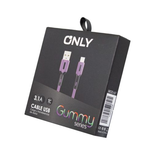 CABLE USB MOD 67 - GUMMY - TIPO C - LILA