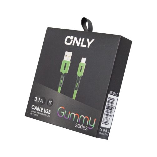 CABLE USB MOD 67 - GUMMY - TIPO C - VERDE