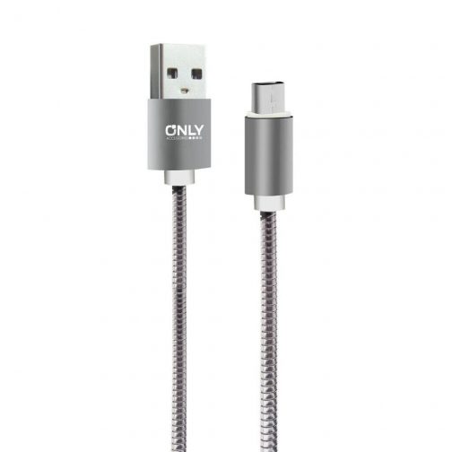 CABLE USB MOD 55 - METAL ONLY - V8 - PLATEADO - Imagen 2