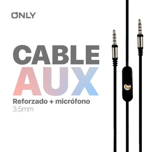 CABLE AUX 3,5 MOD10 - CON MIC - NEGRO - Imagen 4