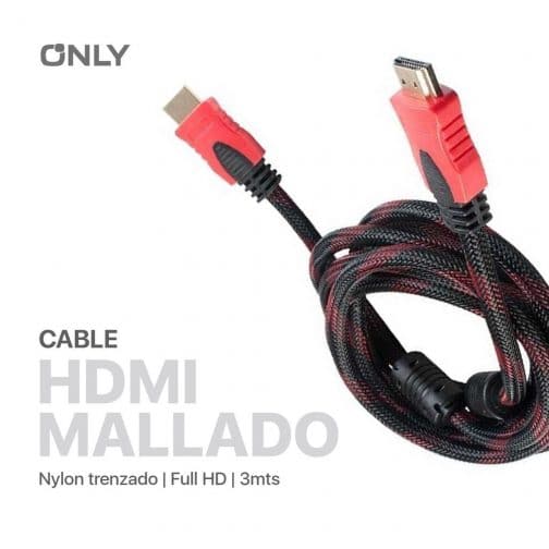 CABLE HDMI MALLADO 3M - OD:7.8MM, 1.4V - Imagen 4