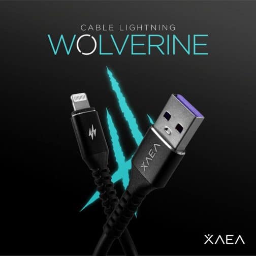 CABLE USB MOD96 WOLVERINE - XAEA - LIGHTNING - 4.4 AMP - NEGRO - Imagen 4