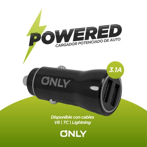 CARGADOR 12V POTENCIADO MOD 37 - ONLY -  POWERED - TIPO C - NEGRO - Imagen 4