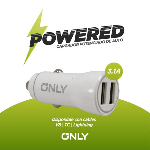 CARGADOR 12V POTENCIADO MOD 37 - ONLY -  POWERED -TIPO C - BLANCO - Imagen 4