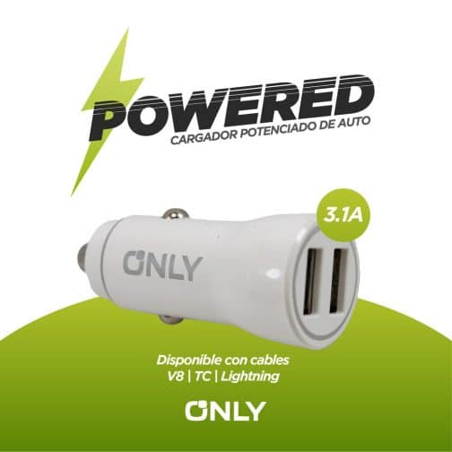 CARGADOR 12V POTENCIADO MOD 36 - ONLY -  POWERED - LIGHTNING - BLANCO - Imagen 4