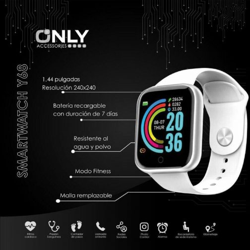 SMART WATCH MOD Y68 1,3 - ONLY - PLATEADO - Imagen 3