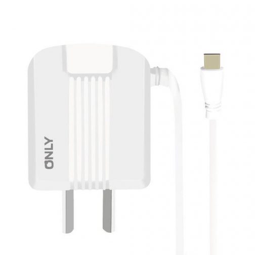 CARGADOR 220V ONLY MOD06 - 2 USB C/ CABLE V8 - BLANCO - Imagen 3