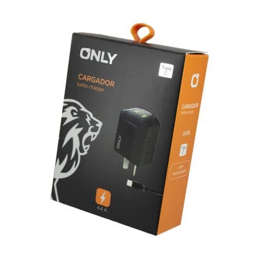 CARGADOR 220V ONLY MOD06 - 2 USB + CABLE TC - NEGRO