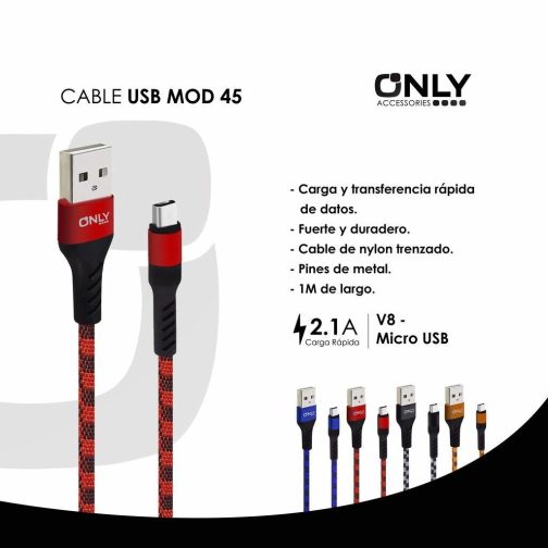 CAB USB MOD 45 - V8 - ROJO 4.2 AMP - Imagen 4