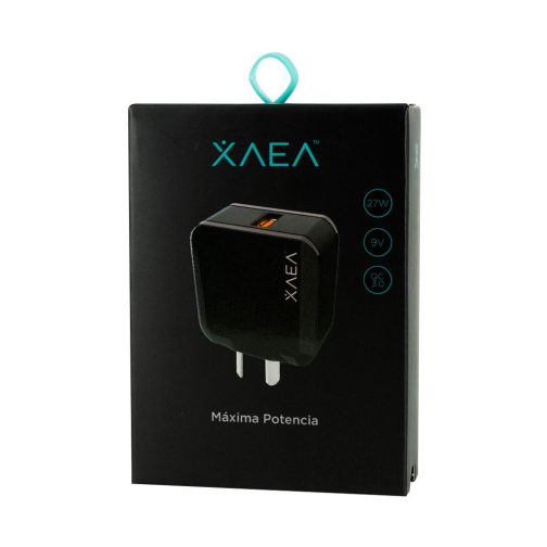 CARGADOR 220V XAEA MOD 10 - 9V - 27W - 1 USB + CABLE TIPO C - NEGRO