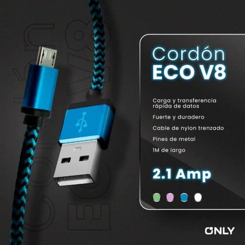 CABLE USB MOD23 - CORDON ECO - V8 - VERDE - Imagen 5