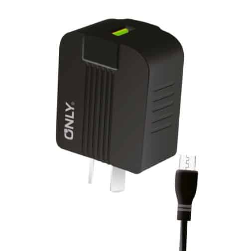 CARGADOR 220V MODO-006 - 1USB + CABLE V8 - ONLY - NEGRO