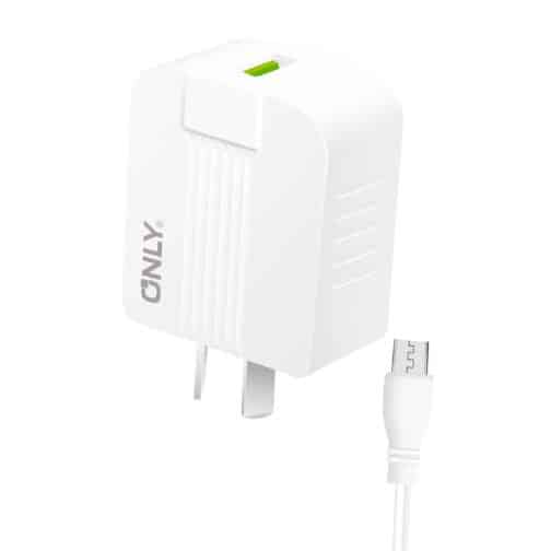 CARGADOR 220V MODO-006 - 1USB + CABLE V8 - ONLY - BLANCO