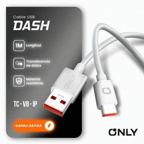 CABLE USB TIPO C MODO-127 DASH - ONLY - BLANCO - Imagen 3