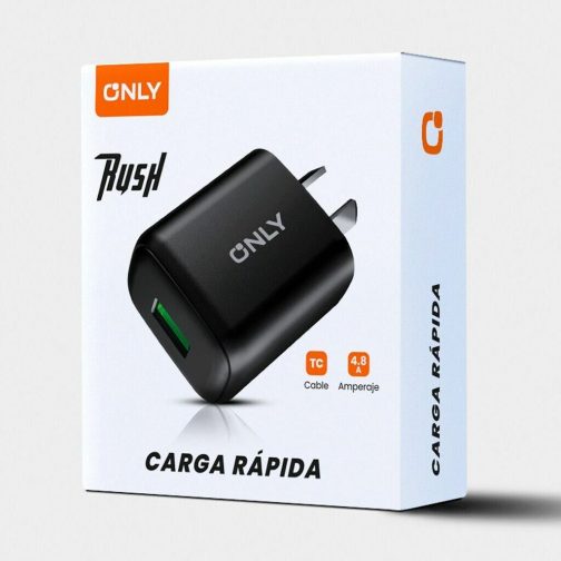 CARGADOR 220V MODO-018 4.8A - RUSH - 1USB - ONLY - NEGRO